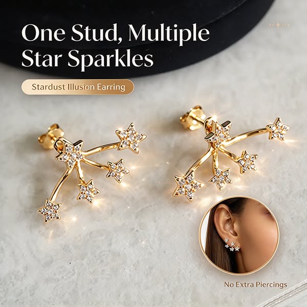 One Stud, Multiple Star Sparkles No Extra Piercings
