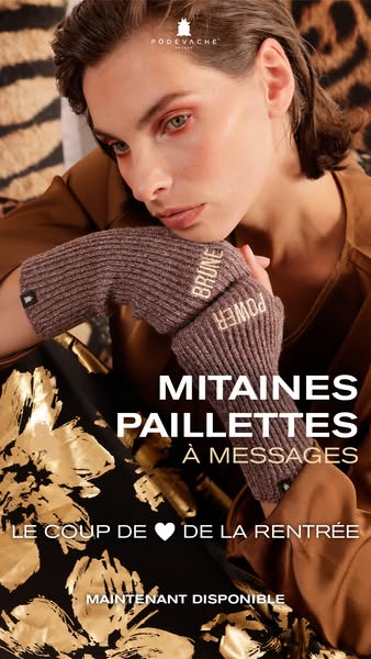 Mitaines paillettes à message