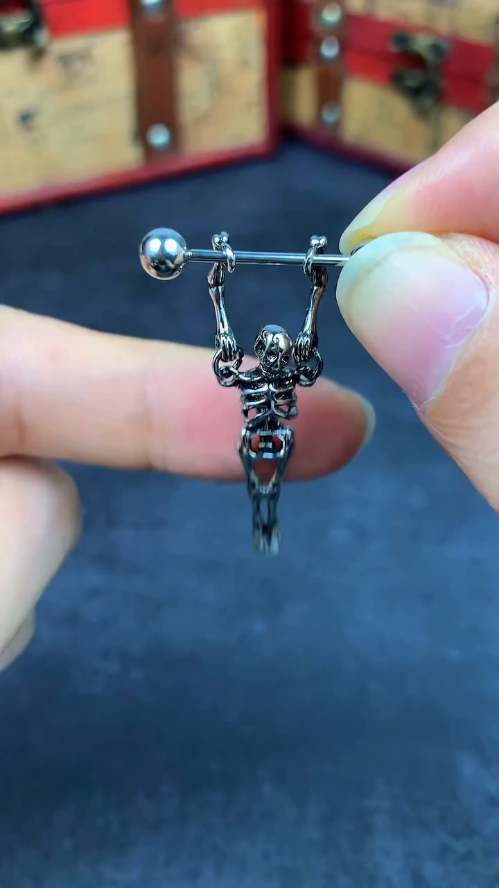 Gothic Skeleton Dangle Rings