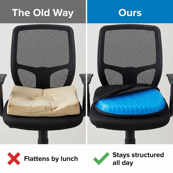 CloudCushion™ Gel Seat Cushion — Egg-Drop Pressure Relief for Office, Car & Home