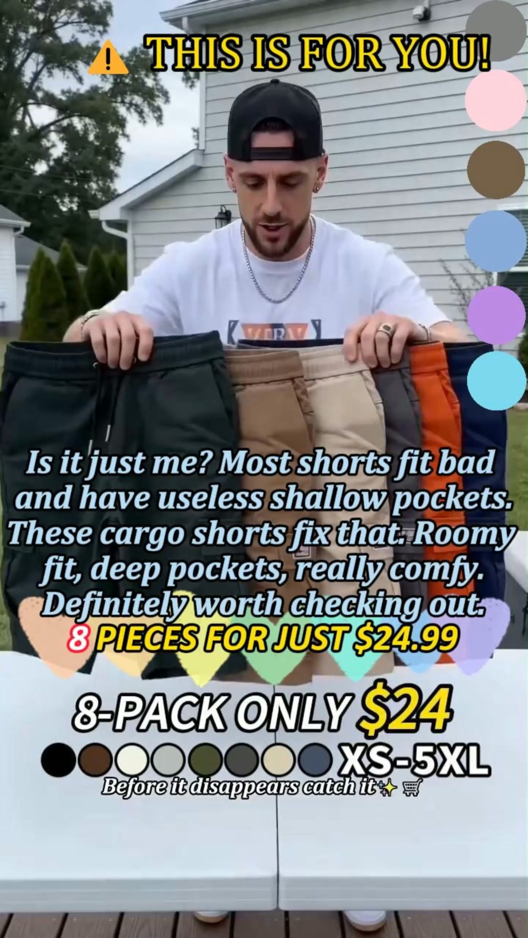 Men's Cargo Shorts | 8-Pack $24.99