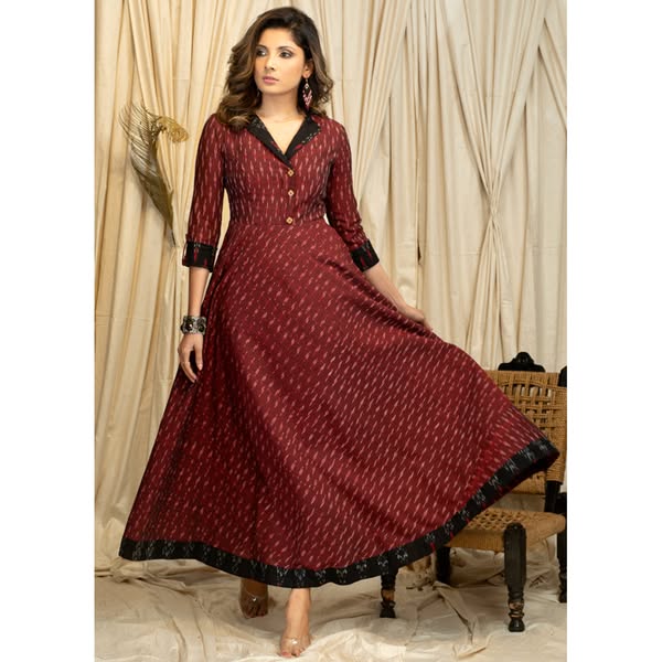 Trendy Occasion wear Ikat Cotton GownCA$96