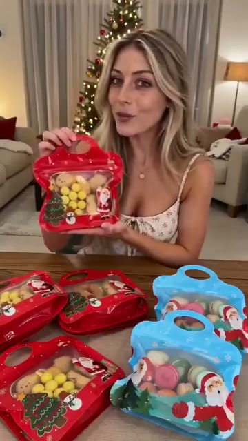 LAST DAY SALE 50% OFF!!Easy Fill, Easy Seal Festive Self-Seal Treat Bags – Santa & Snowman Print | Resealable, Food-Safe & Perfect for