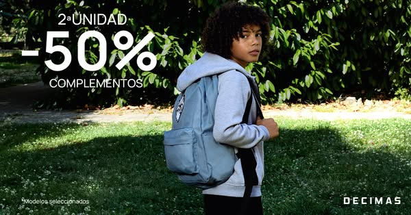 ¡2ª Unidad al -50%! Mochilas y complementos en Décimas