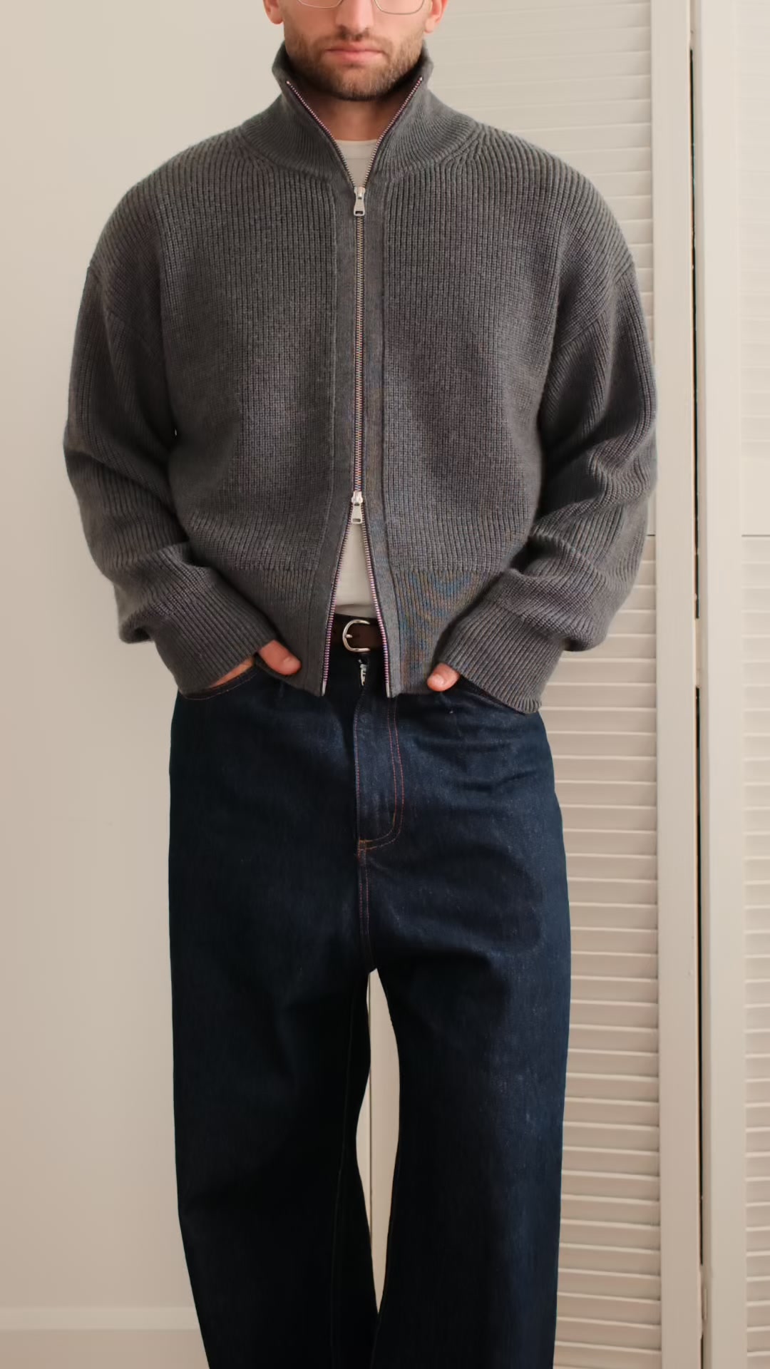 Funnel Neck Merino Cardigan