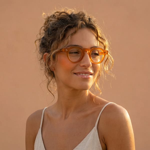 Cedrica Orange Round Glasses