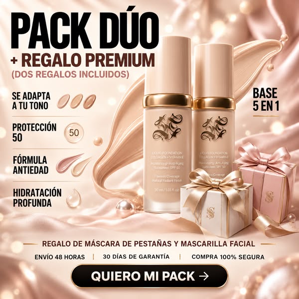 2 BASES + REGALO MASCARA PESTAÑAS + MASCARILLA FACIAL