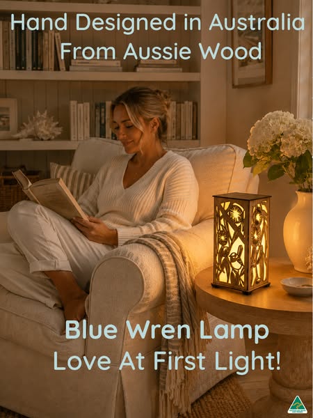 Blue Wren Wooden Lamp