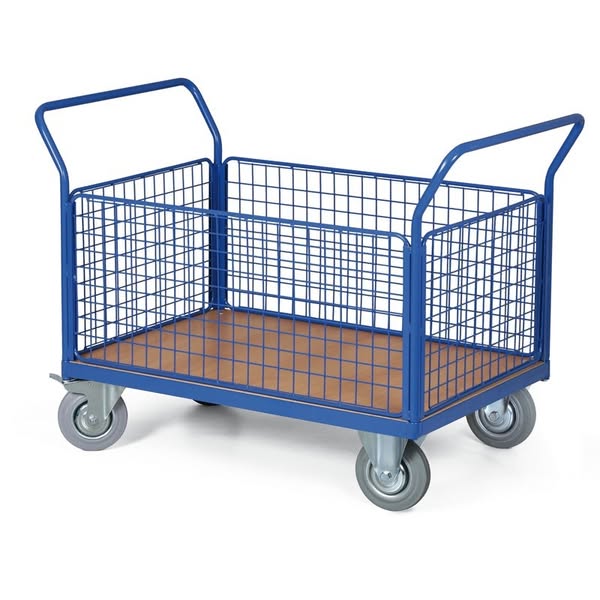 Plattformwagen - 4 Gitterwänden, 1000 x 700 mm, 400 kg