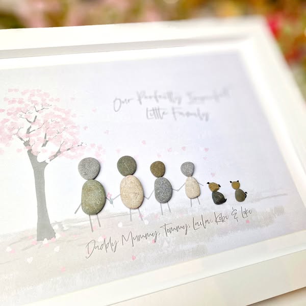 Family Blossom Tree Pebble Picture