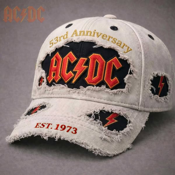 AC/DC 53RD ANNIVERSARY DISTRESSED ROCK CAP