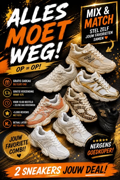 Mix & Match 2 sneakers voor €59,95.