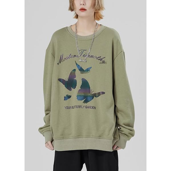 Simple yellow green cotton clothes For Women prints Plus Size Clothing autumn Sweatshirt