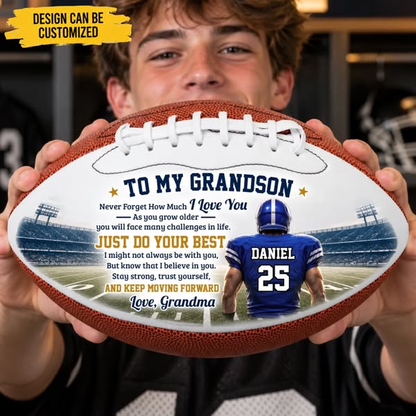 Custom Leather Football - Personalized Birthday Gifts For Son, Grandson, America Football Lovers, Sports Fans, Sports Lovers - All Heart On