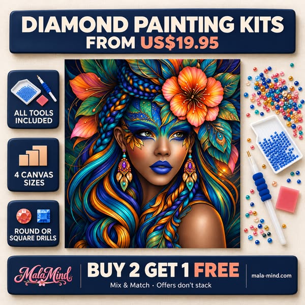 Floral Woman Portrait Diamond Painting Kit