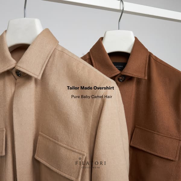 Made to measure Overshirt in Pure Camel