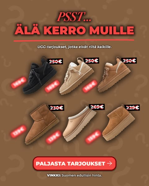 UGG-tarjoukset, jotka eivät riitä kaikille