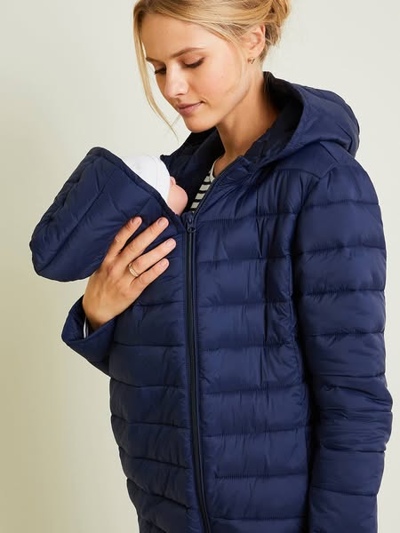 €59.99 | ENVÍO GRATIS | Solo este finde | Chaqueta acolchada evolutiva ligero de embarazo y lactancia azul oscuro liso