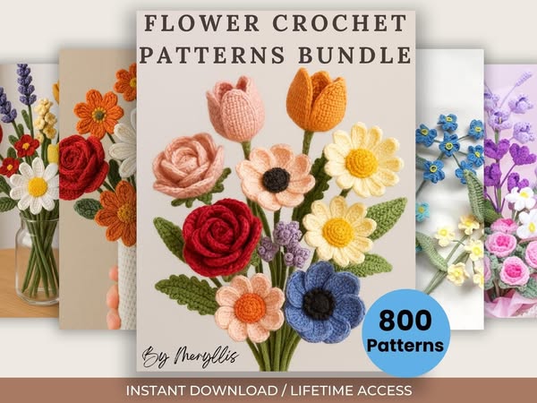 800+ Crochet Flower Patterns – Turn Yarn into Stunning Bouquets!
