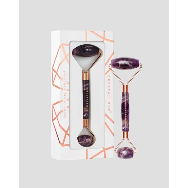 Crystallove Rollenmassagegerät mit Amethyst, Harmoniestein, beruhigend und beruhigend