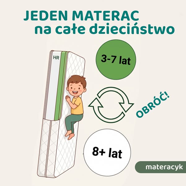 Jeden dwustronny materac na całe dzieciństwo.