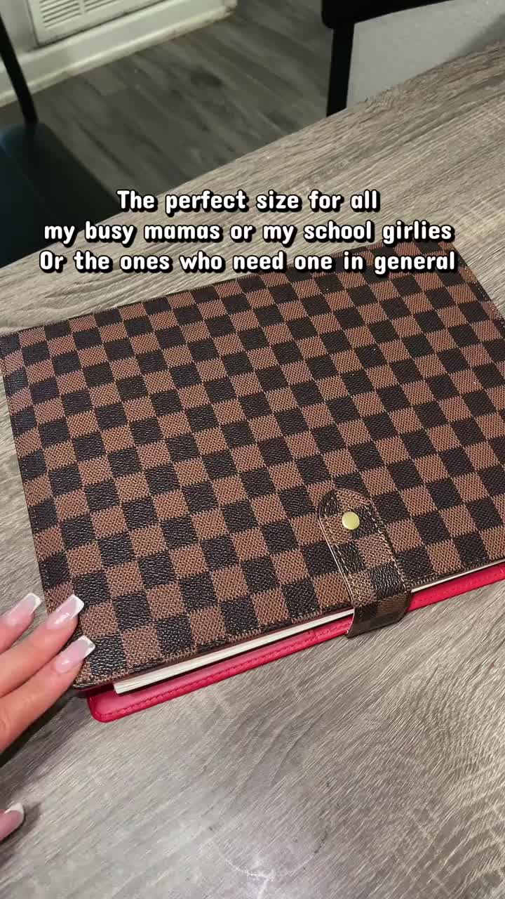 Checkered Leather Refillable Binder Planner