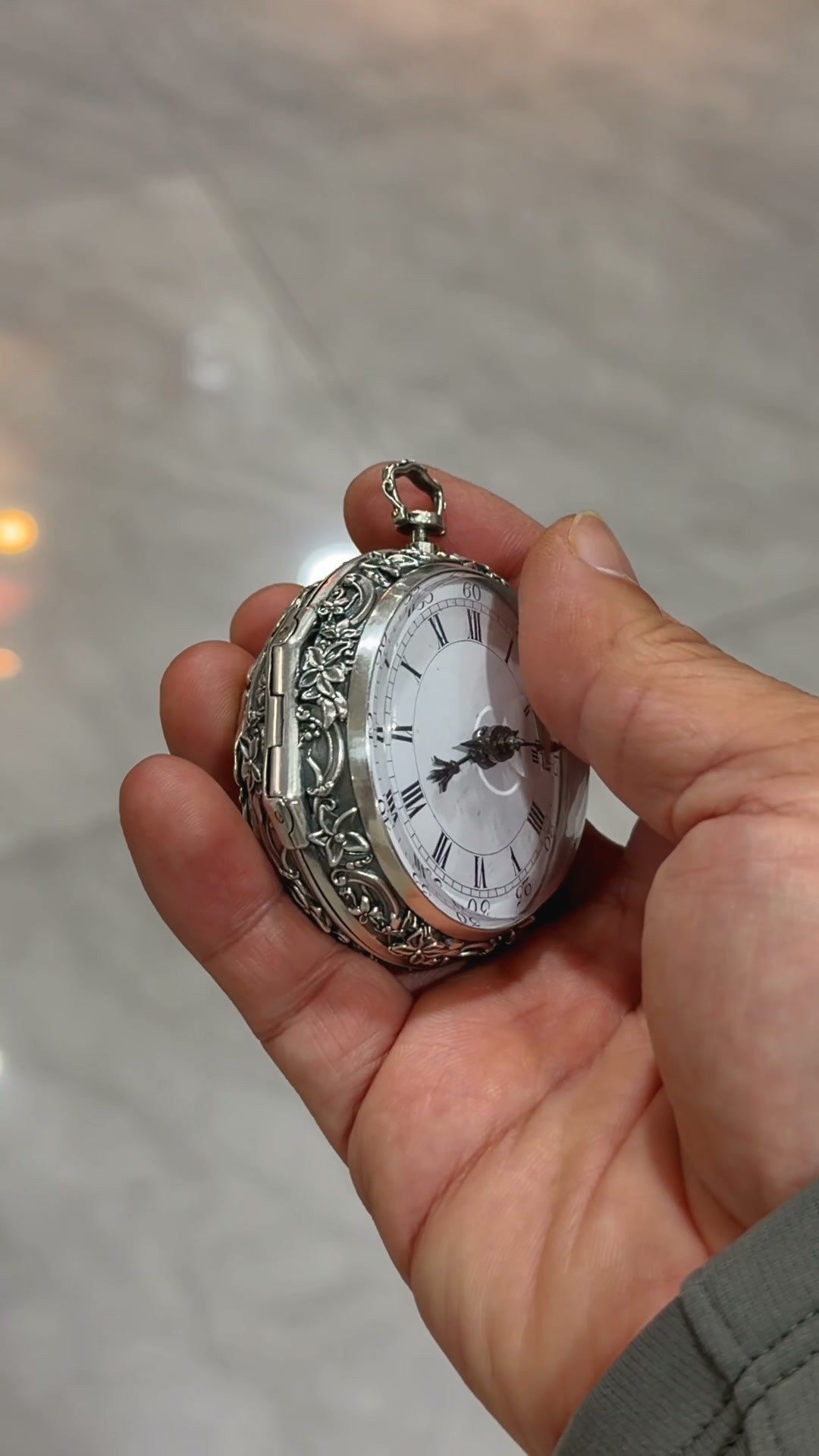 British Vintage Hollow Relief Engraved Pocket Watch