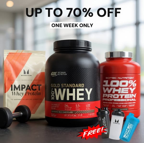 FLASH SALE: Up to 70% OFF Top Whey Protein! – Only One Week!