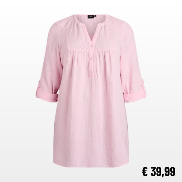 Katoenen mousseline tuniek met broderie anglaise