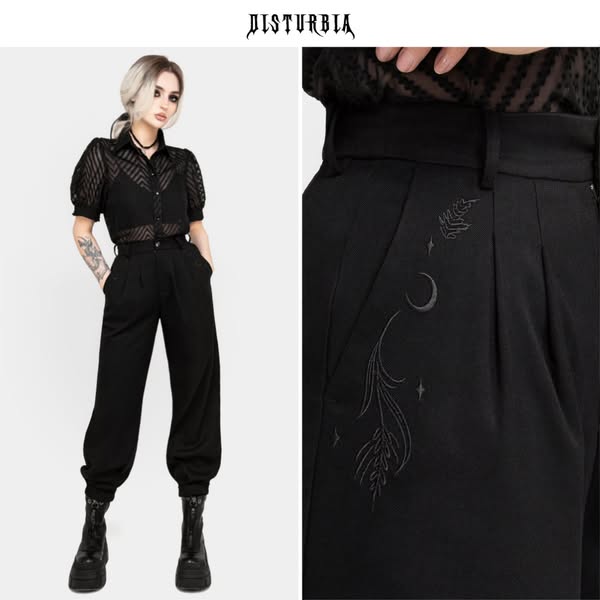 Dianne Embroidered Balloon Trousers - Black