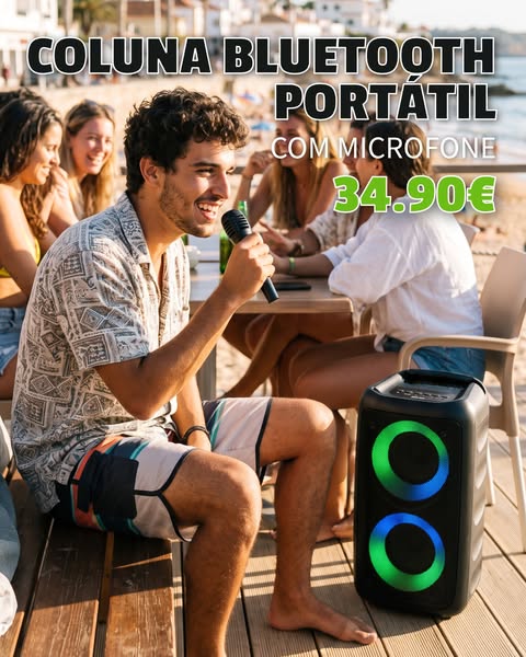 Coluna Bluetooth Portátil com Microfone