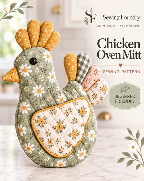 Farmhouse Chic Chicken Oven Mitt