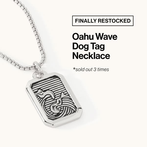 Oahu Wave Dog Tag Necklace