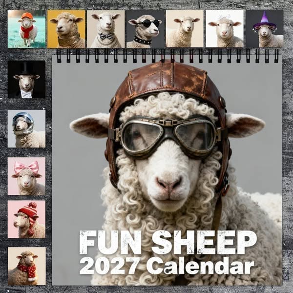 2027 Fun Sheep Calendar – 12 Months of Playful Sheep Portraits & Cheerful Farmyard Moments