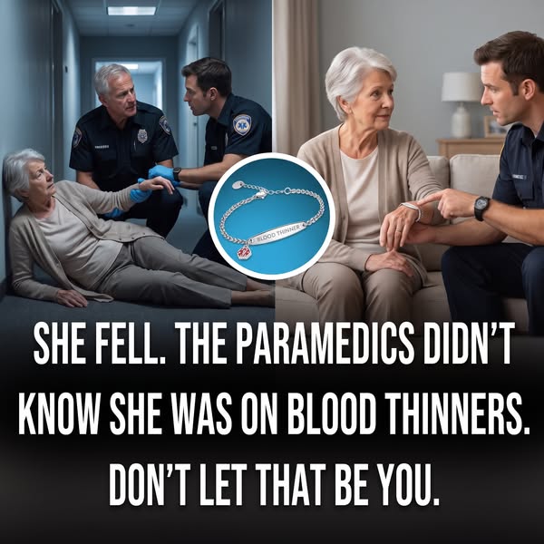 SHE FELL AT HOME. THE PARAMEDICS HAD NO IDEA SHE WAS ON BLOOD THINNERS.