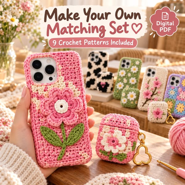 9 Matching Phone + AirPods Crochet Patterns