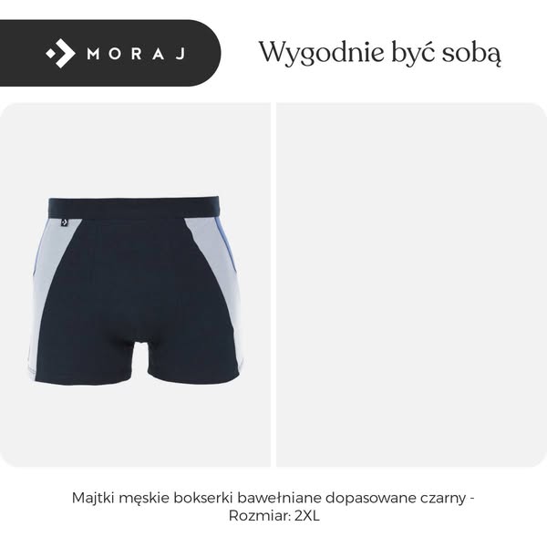 Majtki męskie bokserki bawełniane dopasowane czarny - Rozmiar: 2XL
