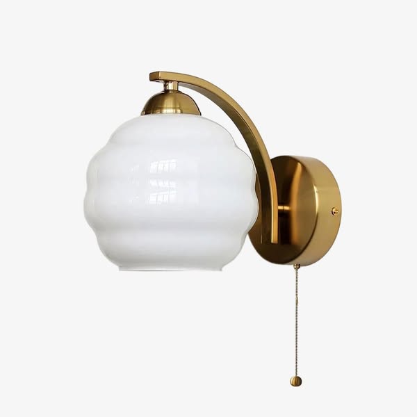 Curvona Bauhaus Wandleuchte aus Milchglas – Minimalistisches Deko-Upgrade 8,3" / 21 cm-Messing-Weiß