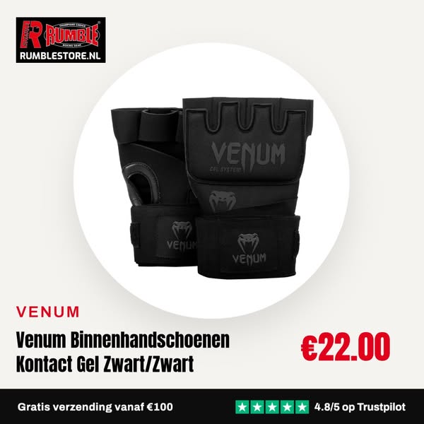 Venum Binnenhandschoenen Kontact Gel Zwart/Zwart