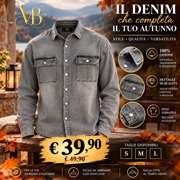 Camicia Jeans 100% Cotone a €39,90
