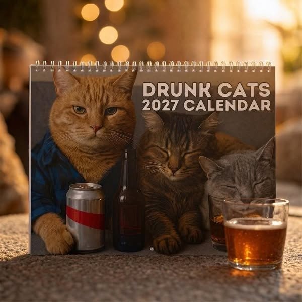 Last Day 50% OFF Drunk Cats 2027 Calendar - Buy 1