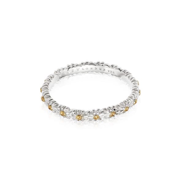 Iota Daisy Ring Sterling Silver Gold Plate