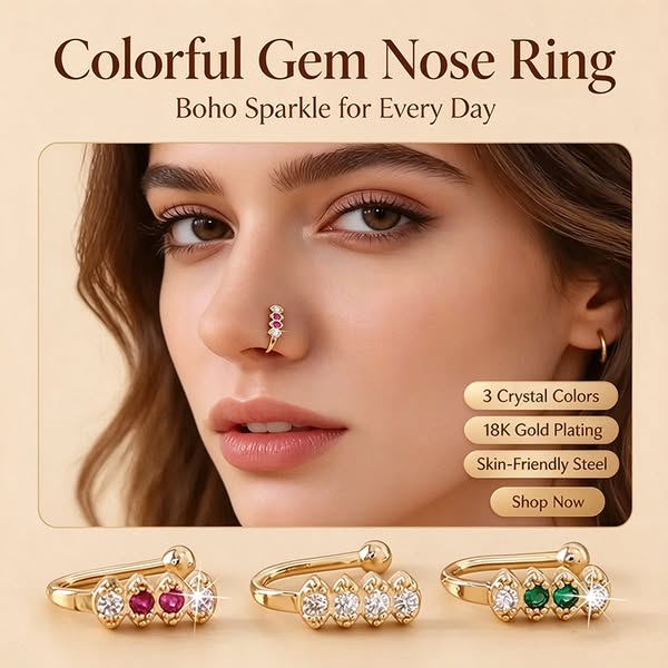 Colorful Crystal Nose Hoop for Festival Looks