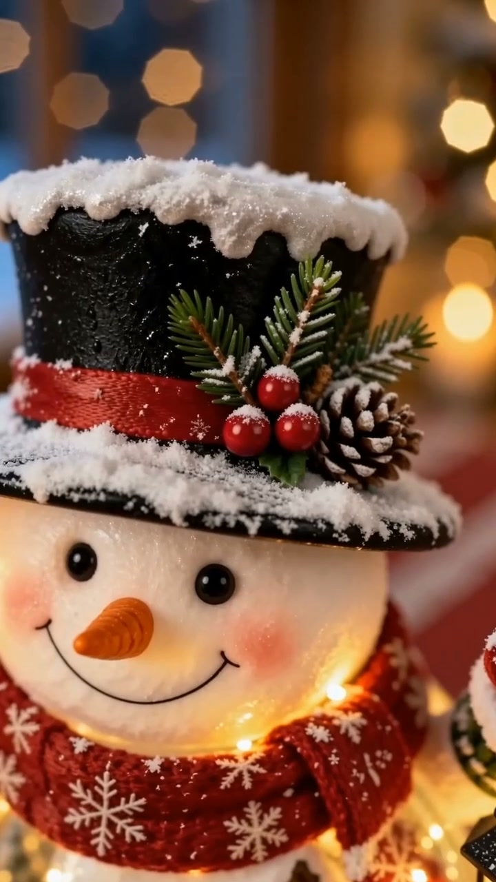 Snowman Glow Lighted Christmas Village｜Surprise‑Inside Mini Winter‑Village Table Centrepiece