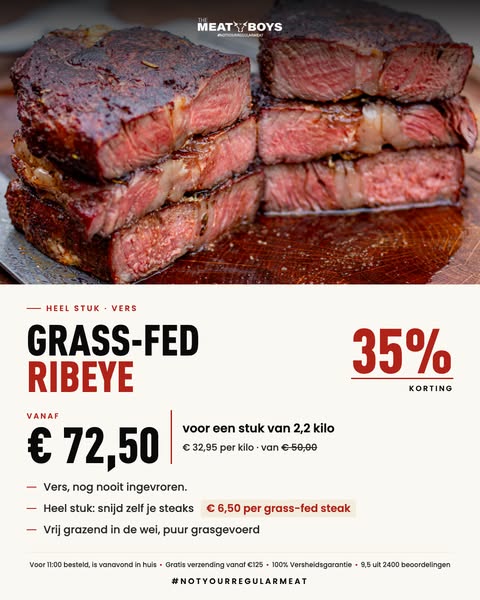 €6,5 per steak: Grass-Fed Ribeye