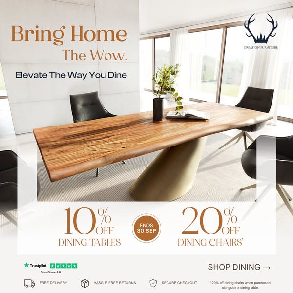 10% Off Dining Tables + 20% Off Chairs