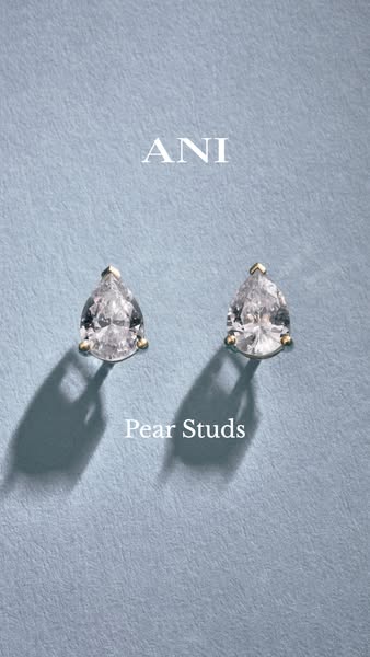 Pear Studs Large Silver