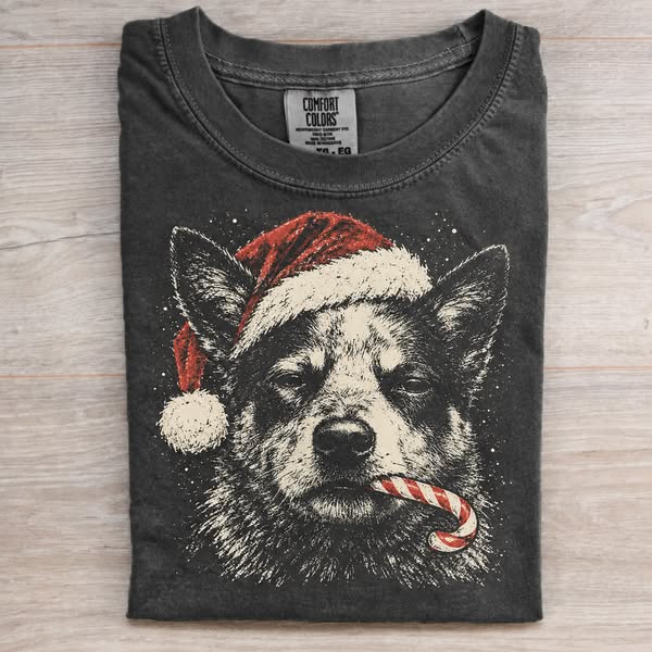 Blue Heeler Christmas Candy Cane T-shirt