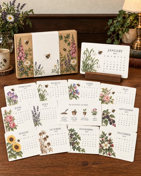 2027 Wildflower Bee Desk Calendar | The perfect little gift for garden and nature lovers