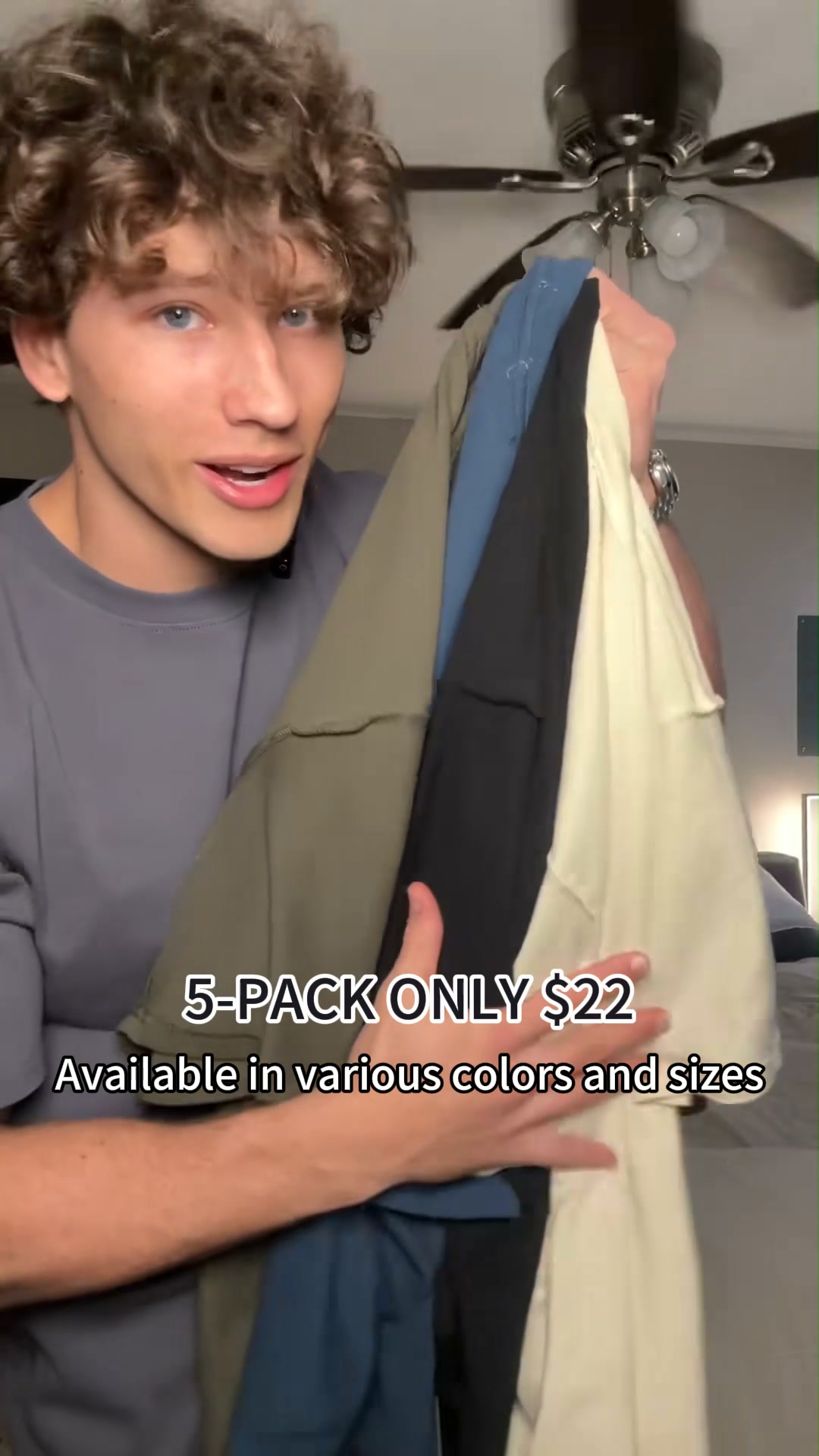 Men's 5PCS 100% cotton Crew Neck T-Shirts Set - Soft Loose Fit